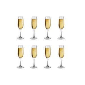 Simply Essential Set of 8 Champagne Flutes, Size 7oz (207ml), Clear, New in Box